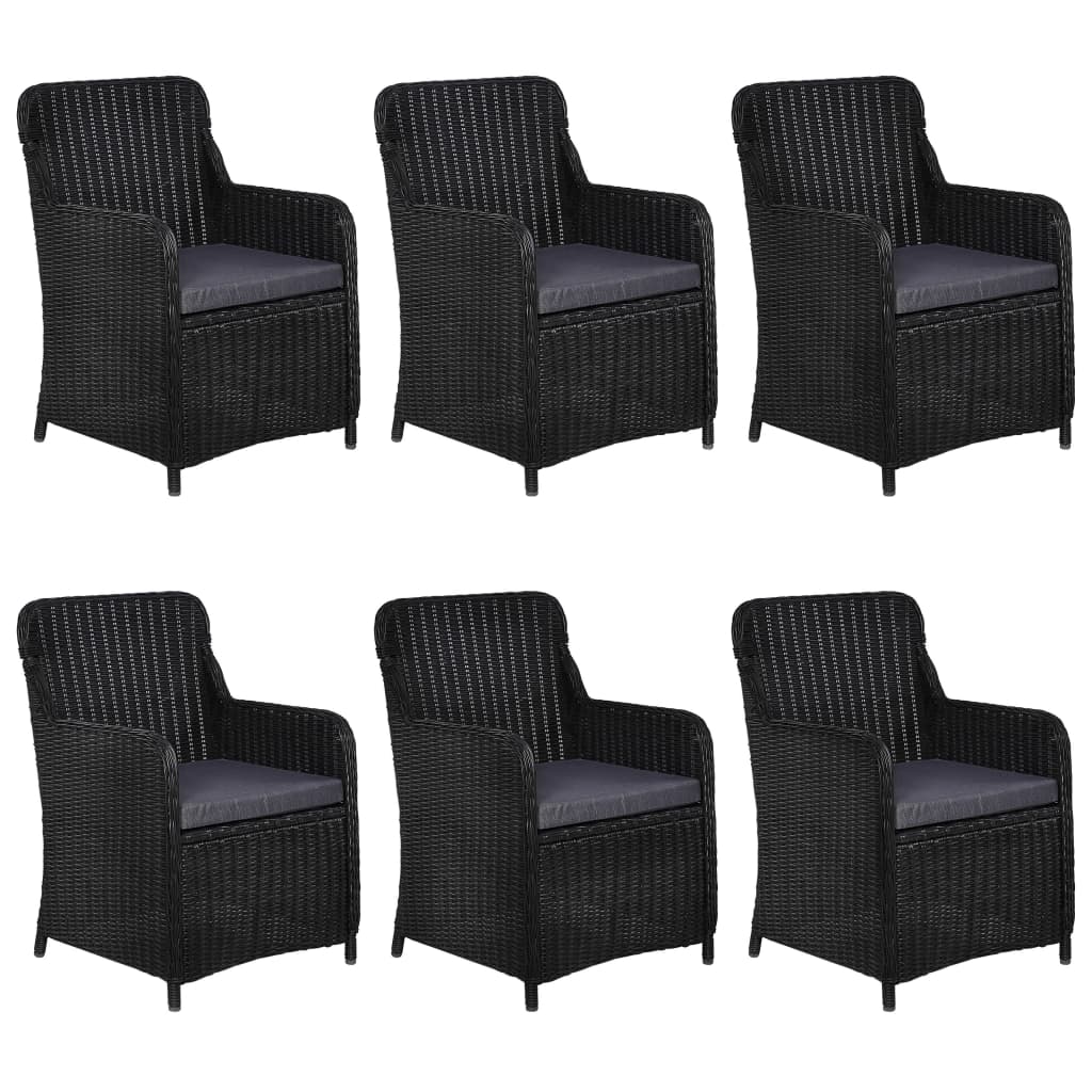 Set da Pranzo da Giardino 7 pz in Polyrattan Nero   cod mxl 37833