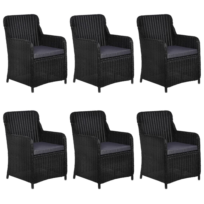 Set da Pranzo da Giardino 7 pz in Polyrattan Nero   cod mxl 37833