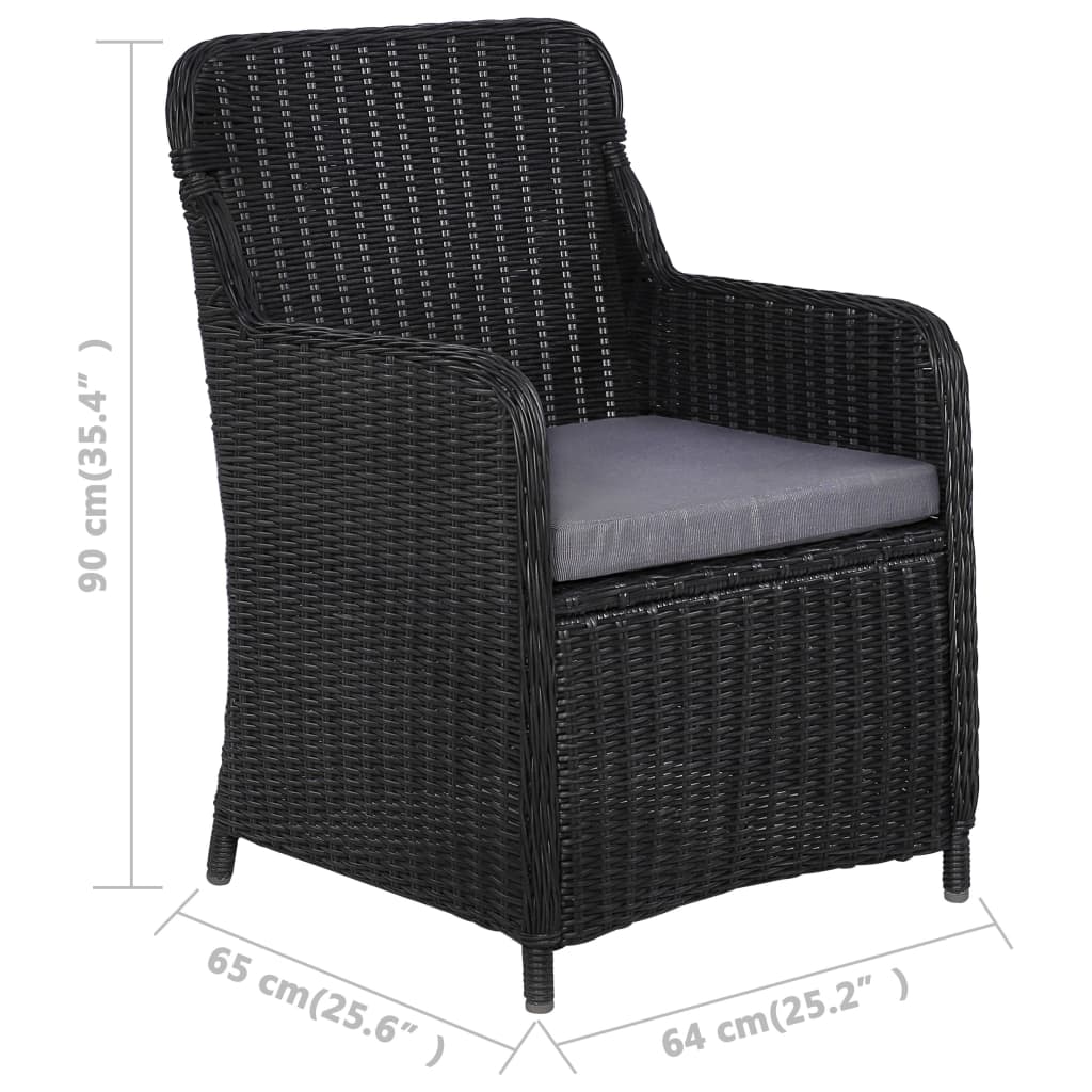 Set da Pranzo da Giardino 7 pz in Polyrattan Nero   cod mxl 37833