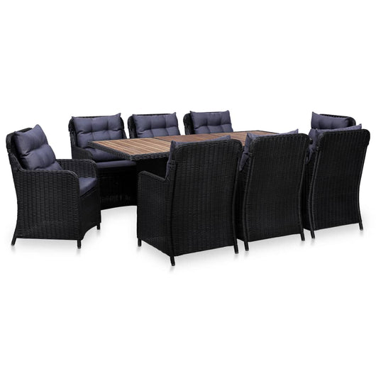 Set da Pranzo da Giardino 9 pz in Polyrattan Nero 3057805