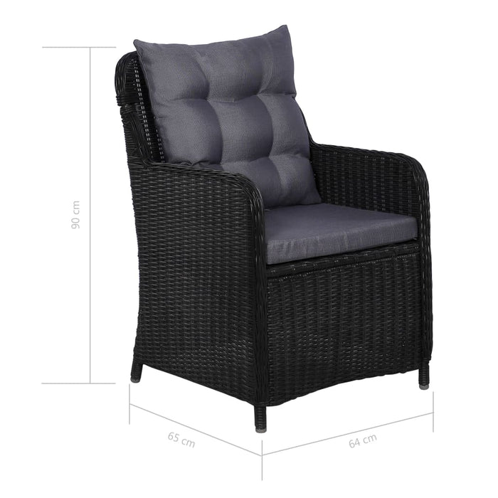 Set da Pranzo da Giardino 9 pz in Polyrattan Nero cod mxl 37834