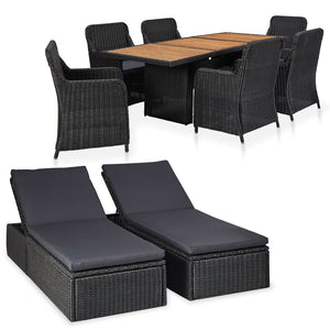 Set da Pranzo da Giardino 9 pz in Polyrattan Nero 3057806