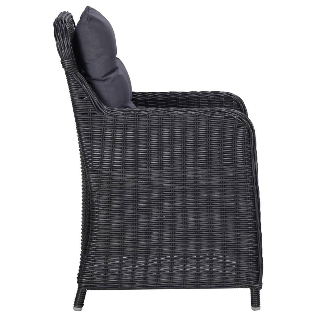 Set da Pranzo da Giardino 11 pz in Polyrattan Nero cod mxl 37835