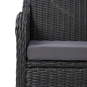 Set da Pranzo da Giardino 7 pz in Polyrattan Nero 3057808