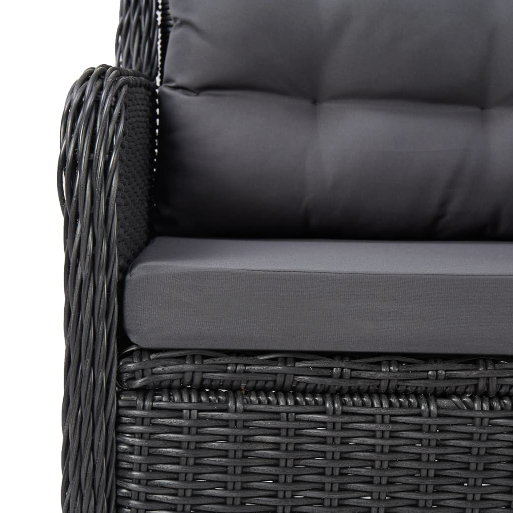 Set da Pranzo per Esterni 9 pz in Polyrattan Nero cod mxl 40208