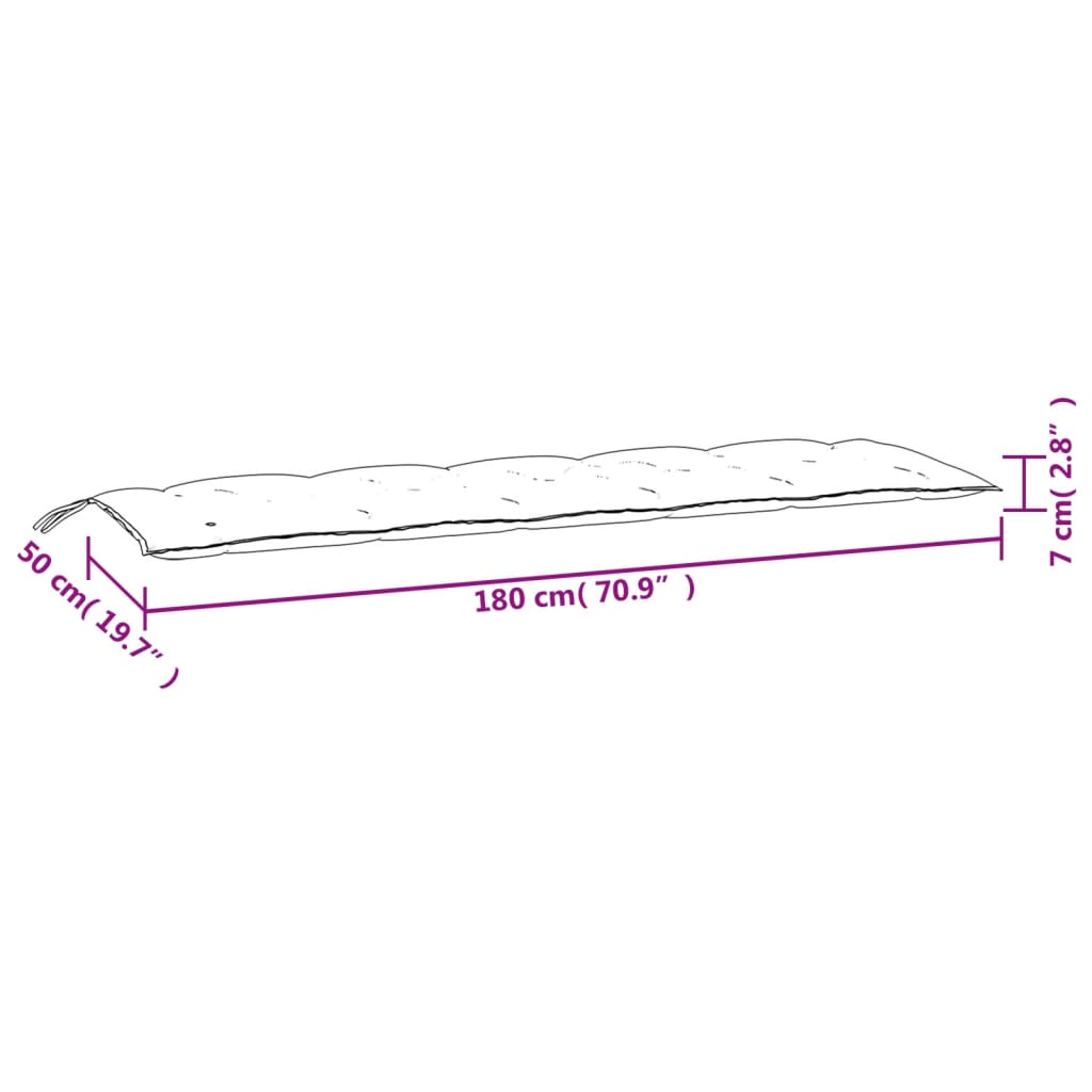 Cuscino per Panca Antracite 180x50x7 cm in Tessuto Oxford 314968