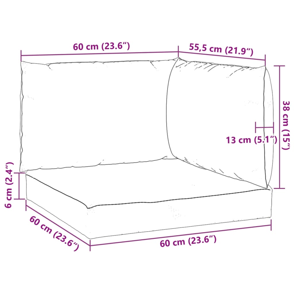 Cuscini per Pallet 3 pz Bianco Crema in Tessuto Oxford 315066