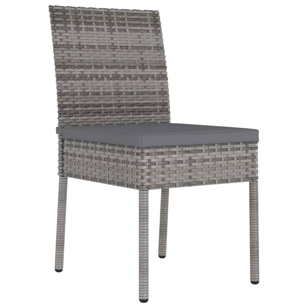 Sedie da Pranzo per Giardino 2 pz in Polyrattan Grigio cod mxl 23188