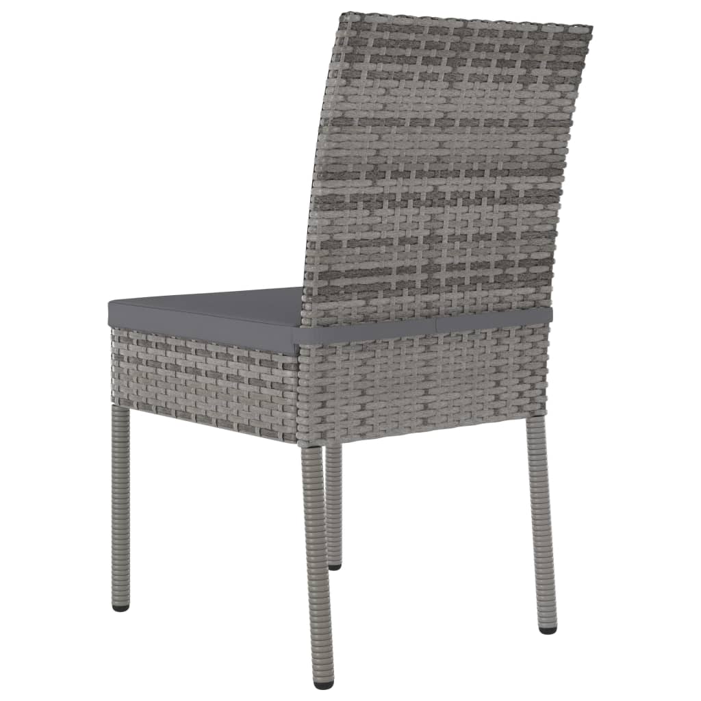 Sedie da Pranzo per Giardino 2 pz in Polyrattan Grigio cod mxl 23188