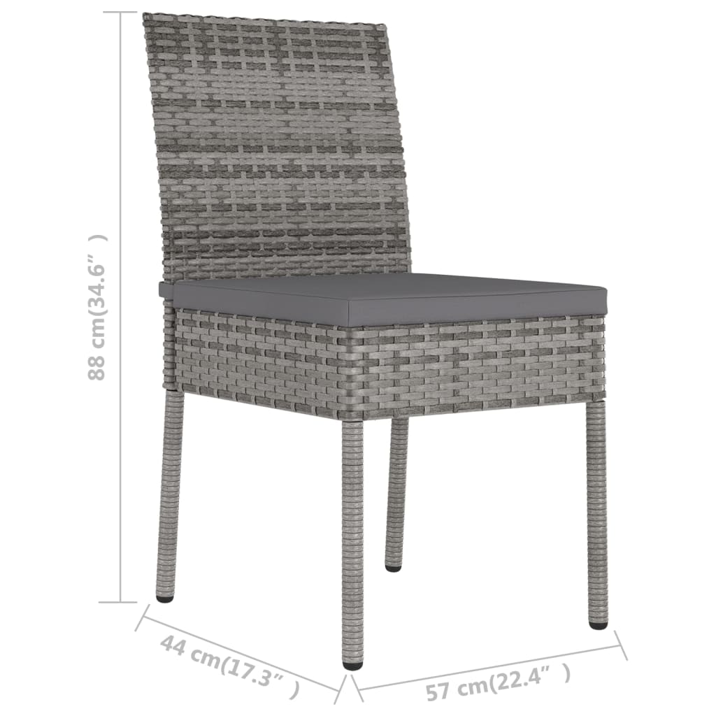 Sedie da Pranzo per Giardino 2 pz in Polyrattan Grigio cod mxl 23188