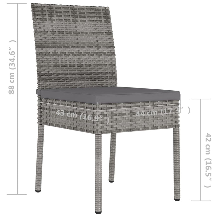 Sedie da Pranzo per Giardino 4 pz in Polyrattan Grigio cod mxl 23189