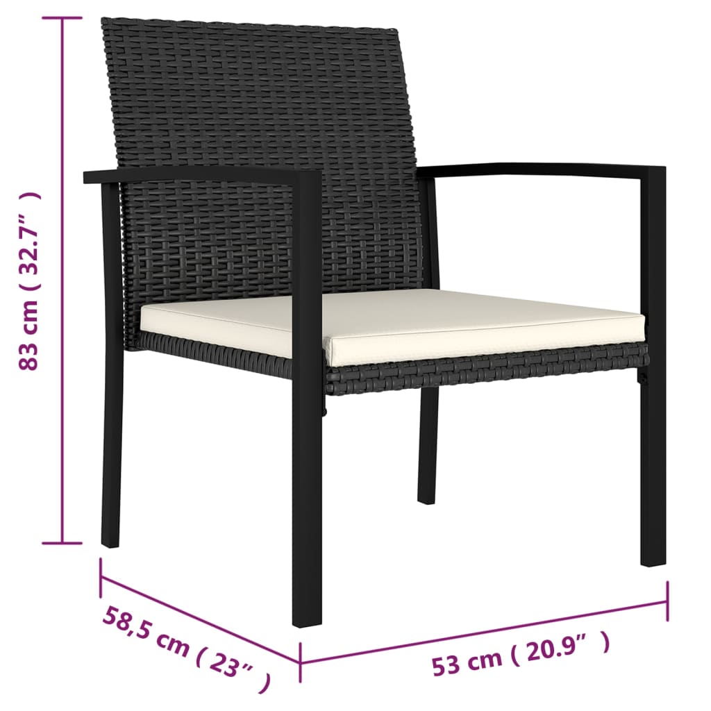 Sedie da Pranzo per Giardino 4 pz in Polyrattan Nero cod mxl 23193