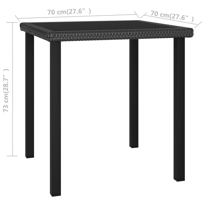 Tavolo da Pranzo da Giardino Nero 70x70x73 cm in Polyrattan cod mxl 34232