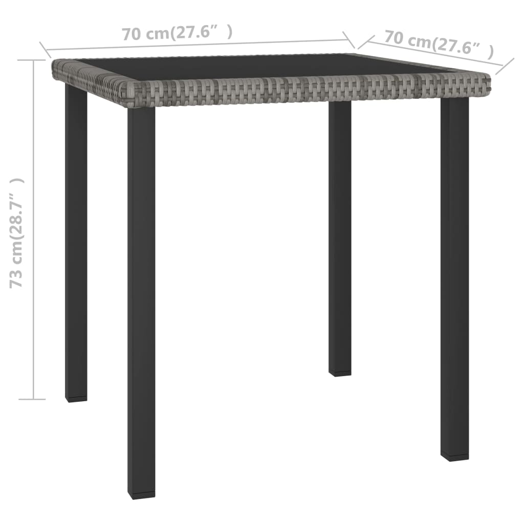 Tavolo da Pranzo da Giardino Grigio 70x70x73 cm in Polyrattan cod mxl 34133