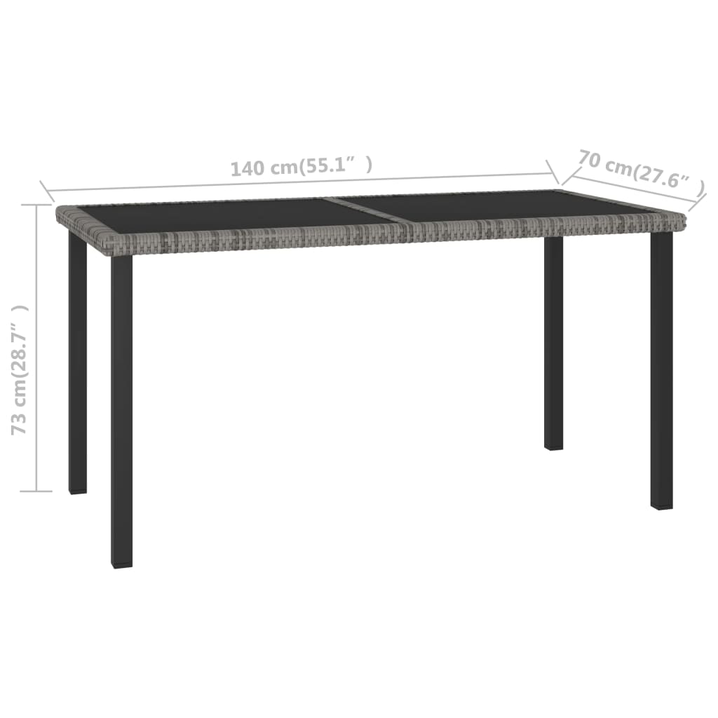 Tavolo da Pranzo da Giardino Grigio 140x70x73 cm in Polyrattan cod mxl 34243