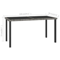 Tavolo da Pranzo da Giardino Grigio 140x70x73 cm in Polyrattan cod mxl 34243