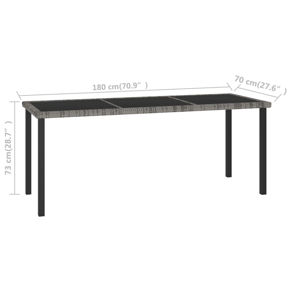 Tavolo da Pranzo da Giardino Grigio 180x70x73 cm in Polyrattan cod mxl 34436