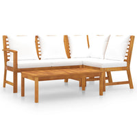 Set Divani da Giardino 4 pz con Cuscini Crema in Legno Acacia cod mxl 44020