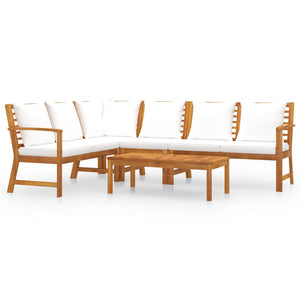 Set Divani da Giardino 5 pz con Cuscini Crema in Legno Acacia cod mxl 39905