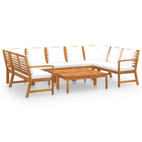 Set Divani da Giardino 9 pz con Cuscini Crema in Legno Acacia 3057775