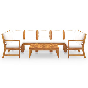 Set Divani da Giardino 9 pz con Cuscini Crema in Legno Acacia 3057775