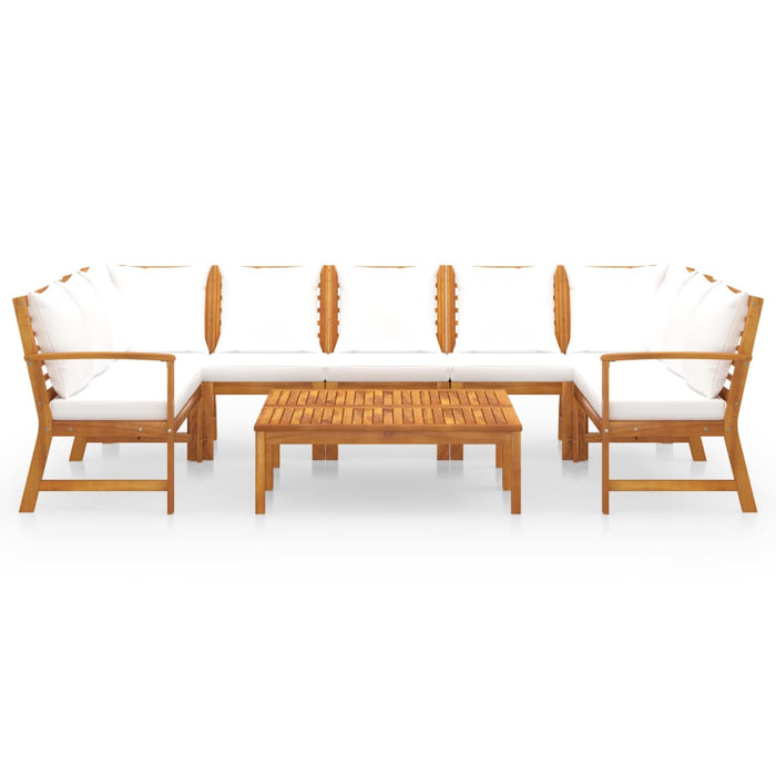 Set Divani da Giardino 9 pz con Cuscini Crema in Legno Acacia 3057775