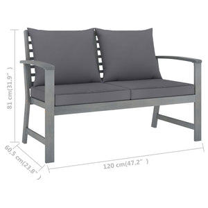 Set Divani da Giardino 3 pz con Cuscini in Legno Acacia Grigio 3057784