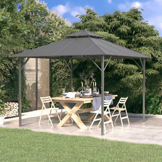 Gazebo con Tetto Doppio 3x3 m Antracite 315251