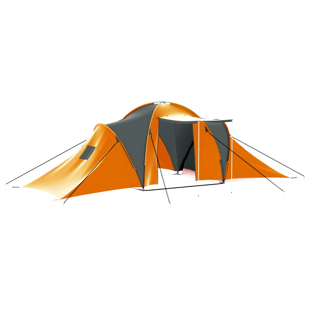 Tenda da Campeggio per 9 Persone in Tessuto Grigio e Arancione cod mxl 69323