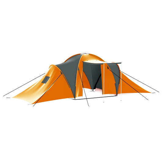 Tenda da Campeggio 9 Persone in Tessuto Grigio e Arancione 93181