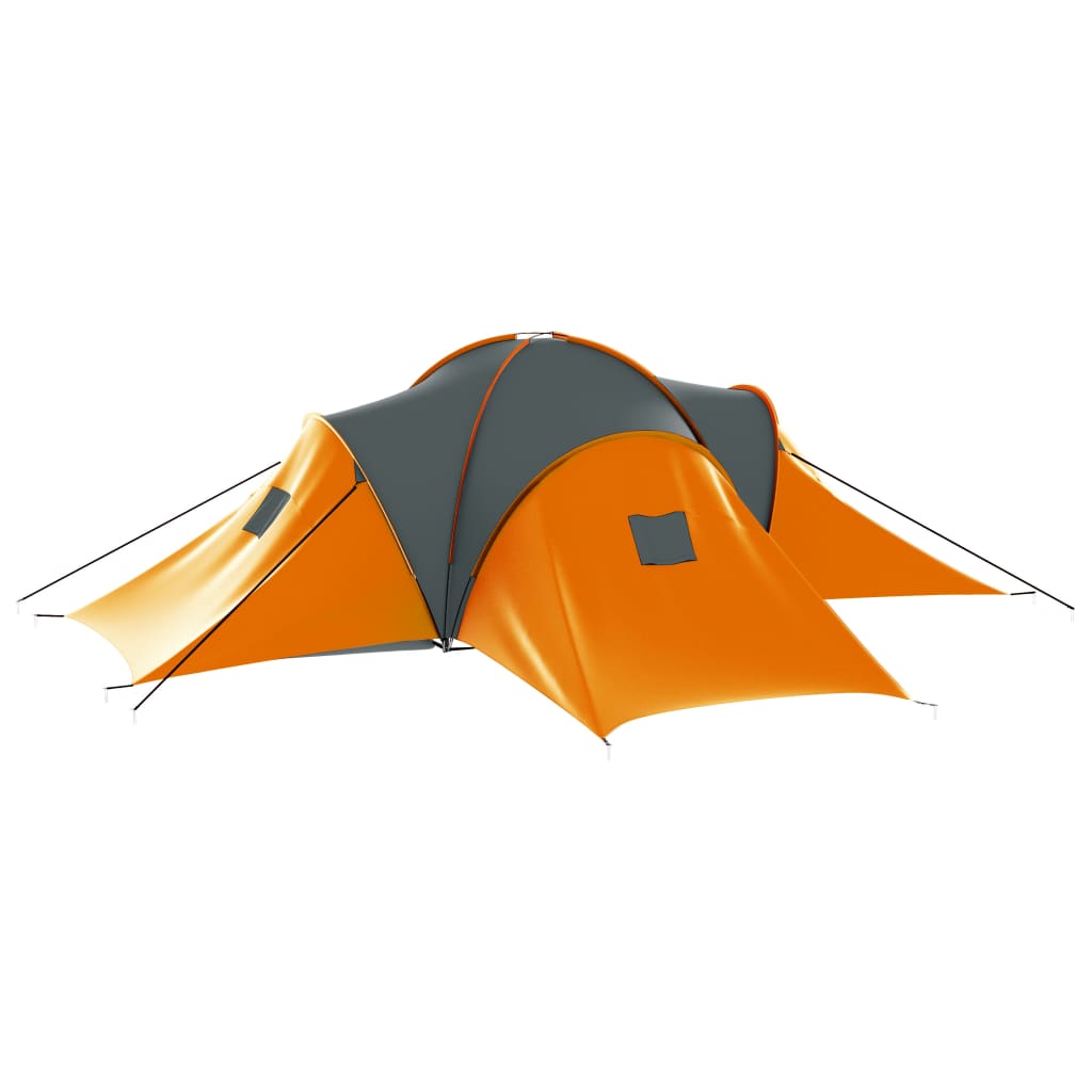 Tenda da Campeggio per 9 Persone in Tessuto Grigio e Arancione cod mxl 69323