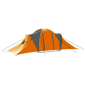 Tenda da Campeggio per 9 Persone in Tessuto Grigio e Arancione cod mxl 69323