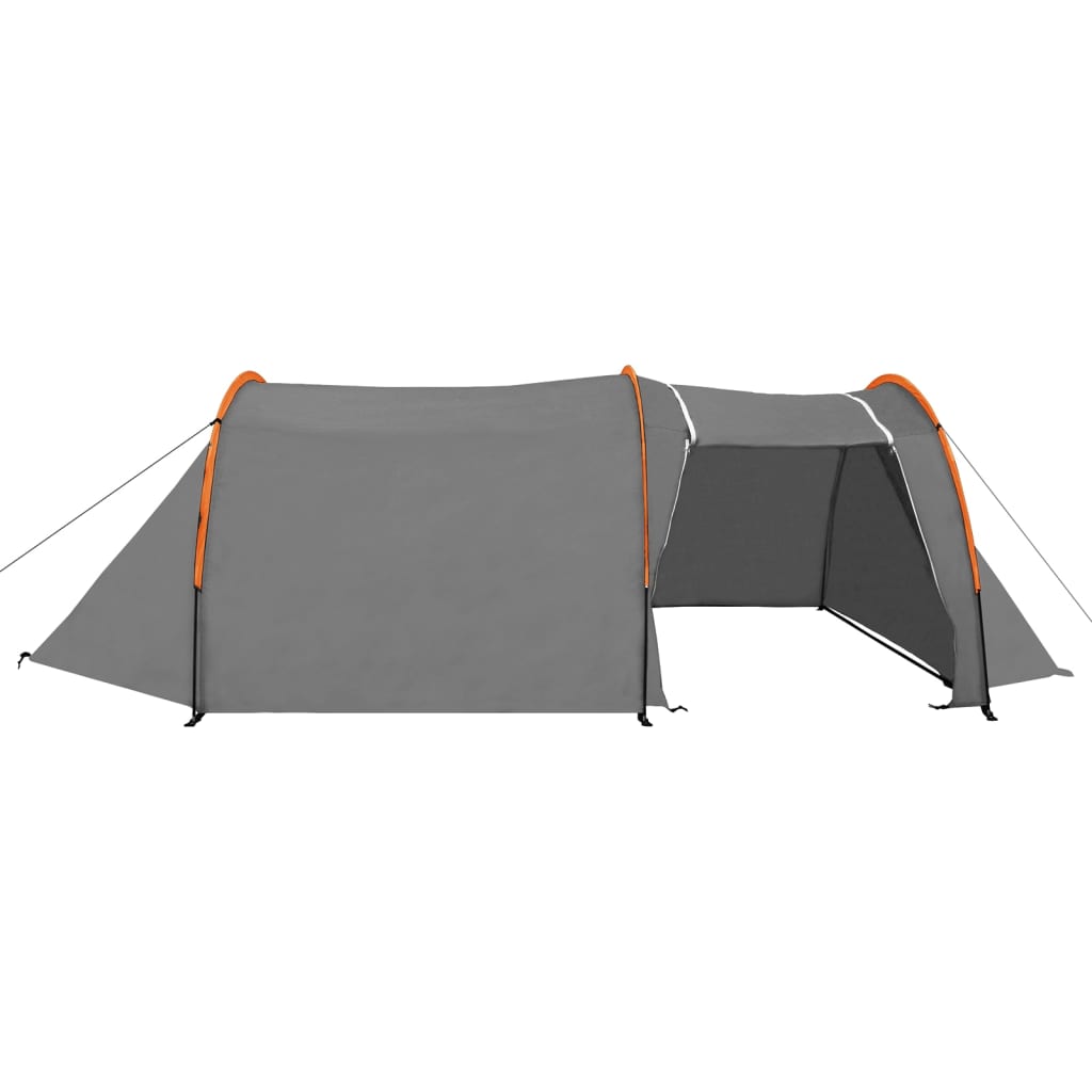 Tenda da Campeggio 4 Persone in Tessuto Grigio e Arancione 93182