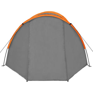 Tenda da Campeggio 4 Persone in Tessuto Grigio e Arancione 93182