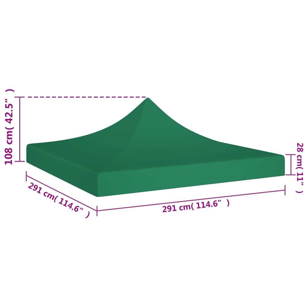 Tetto per Tendone per Feste 3x3 m Verde 270 g/m² 315319