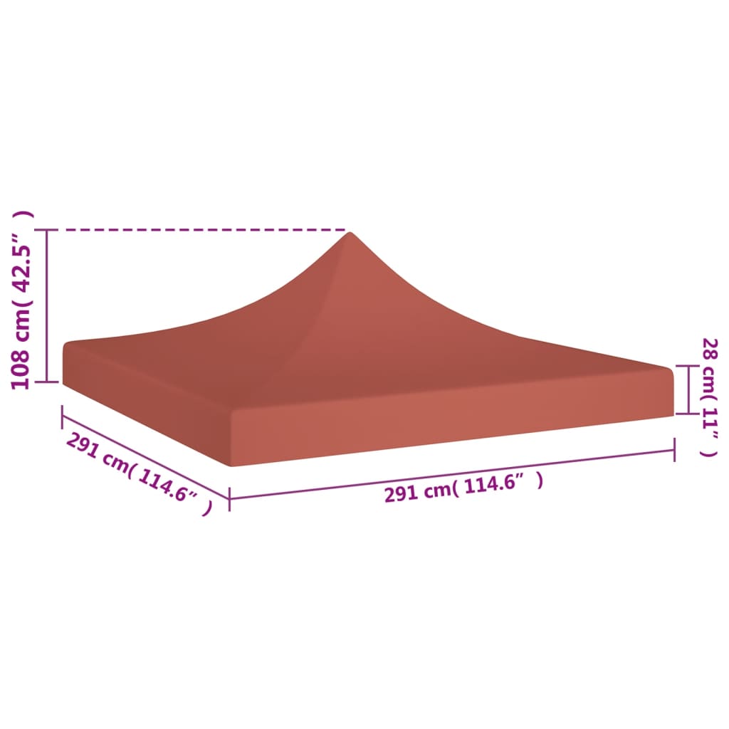 Tetto per Tendone per Feste 3x3 m Terracotta 270 g/m² 315324