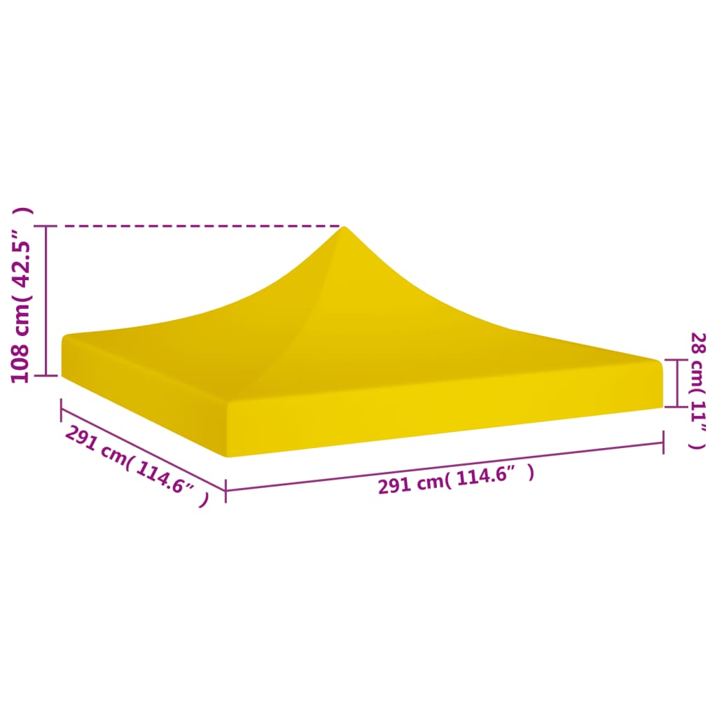 Tetto per Tendone per Feste 3x3 m Giallo 270 g/m² 315326