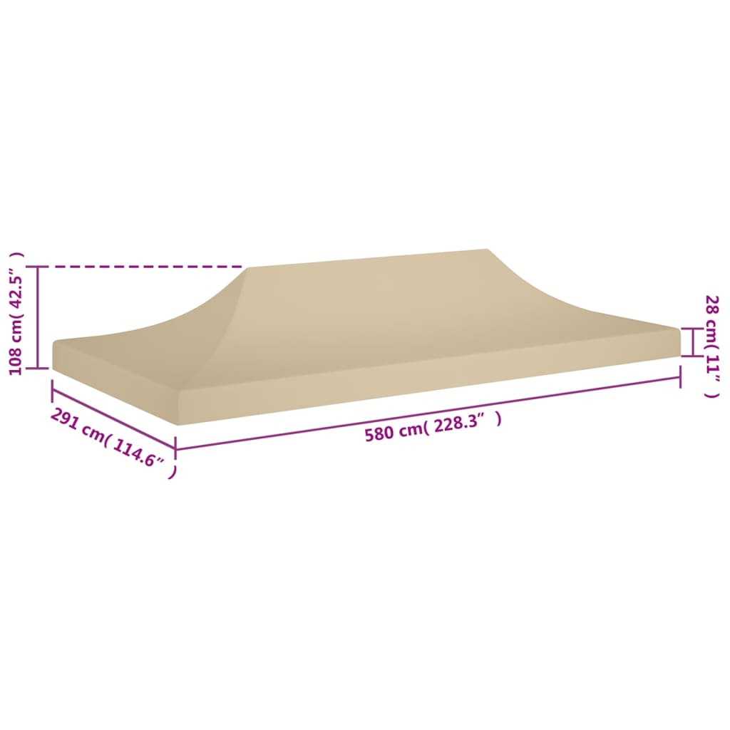 Tetto per Tendone per Feste 6x3 m Beige 270 g/m² 315327