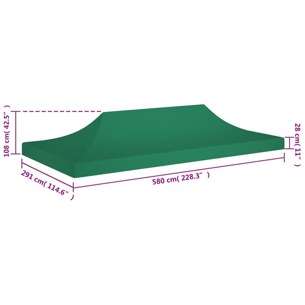 Tetto per Tendone per Feste 6x3 m Verde 270 g/m² 315328