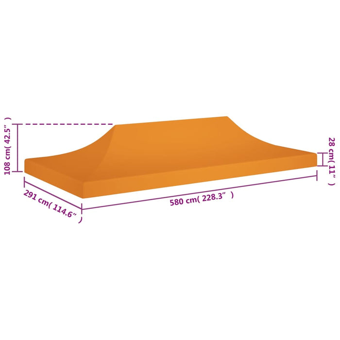 Tetto per Tendone per Feste 6x3 m Arancione 270 g/m² 315329