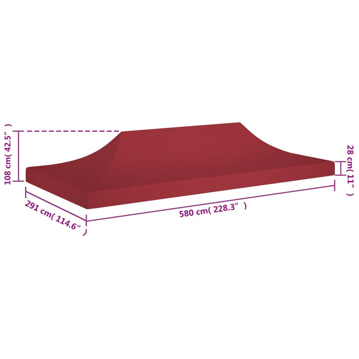 Tetto per Tendone per Feste 6x3 m Rosso Borgogna 270 g/m² cod mxl 61831