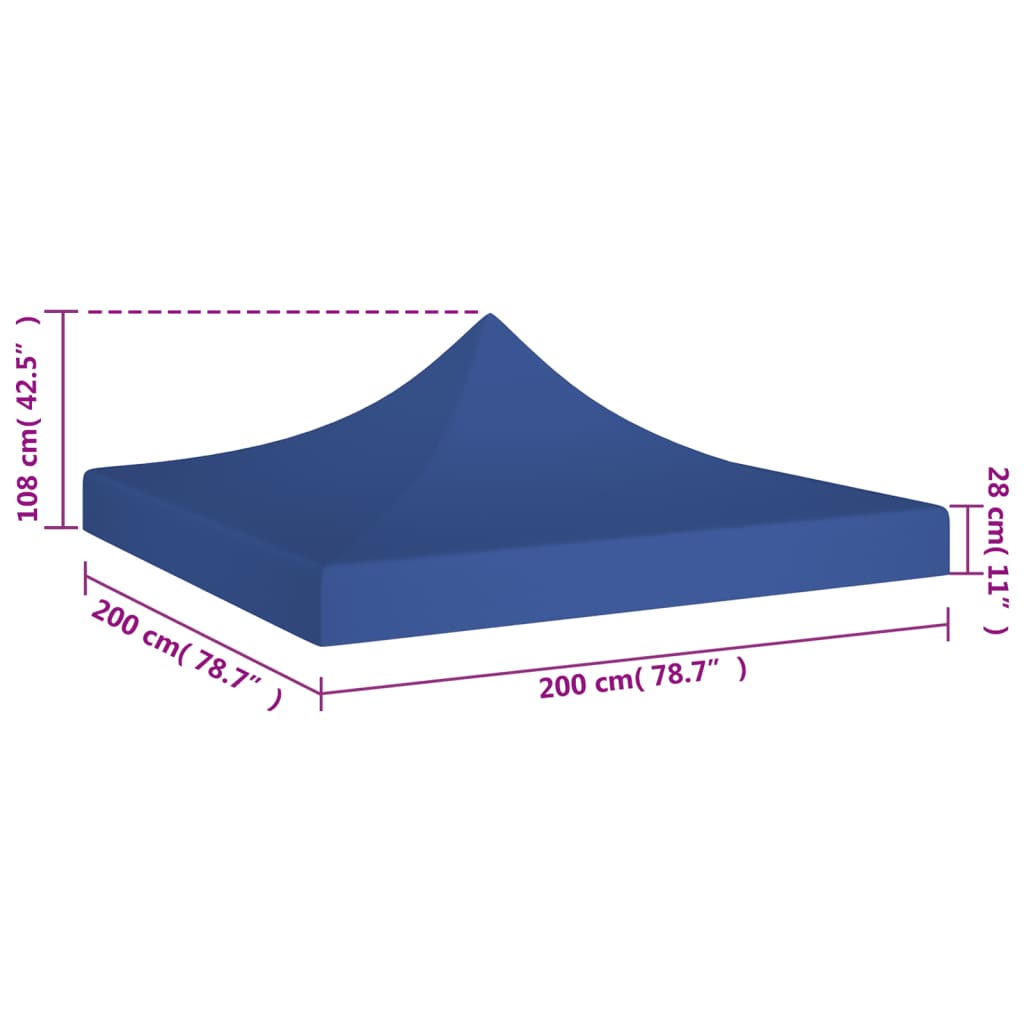 Tetto per Tendone per Feste 2x2 m Blu 270 g/m² 315337