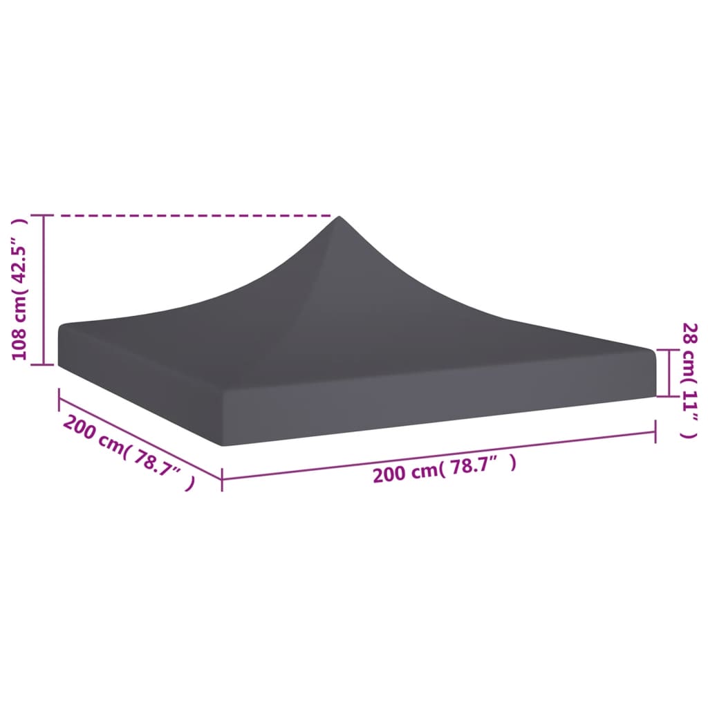 Tetto per Tendone per Feste 2x2 m Antracite 270 g/m² 315338