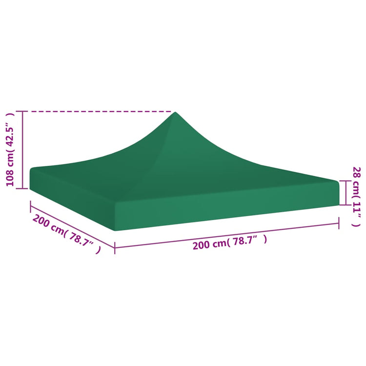 Tetto per Tendone per Feste 2x2 m Verde 270 g/m² 315341