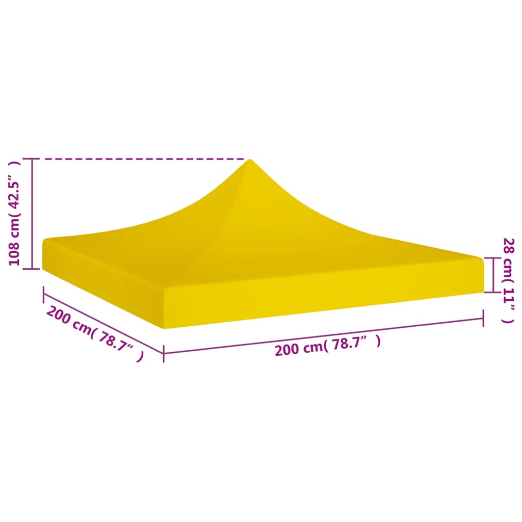 Tetto per Tendone per Feste 2x2 m Giallo 270 g/m² 315348