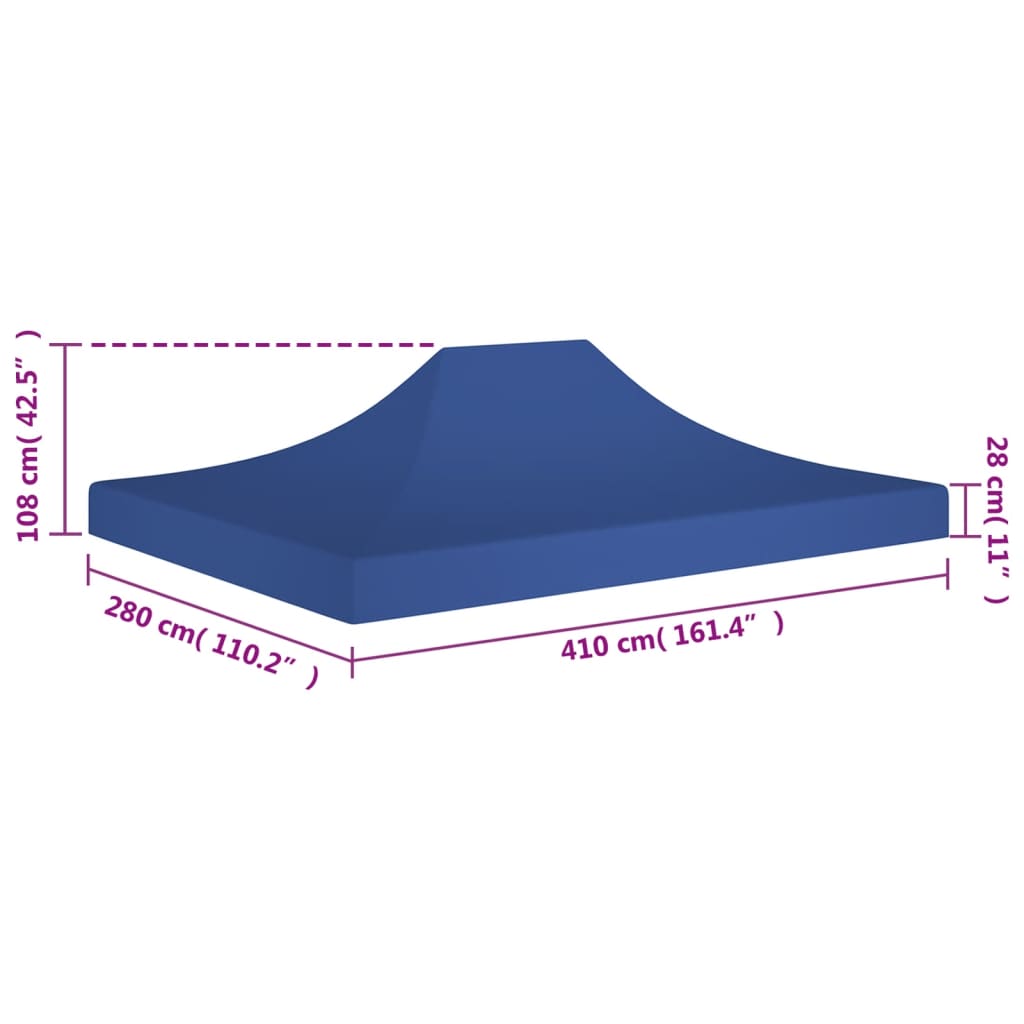 Tetto per Tendone per Feste 4x3 m Blu 270 g/m² cod mxl 65723