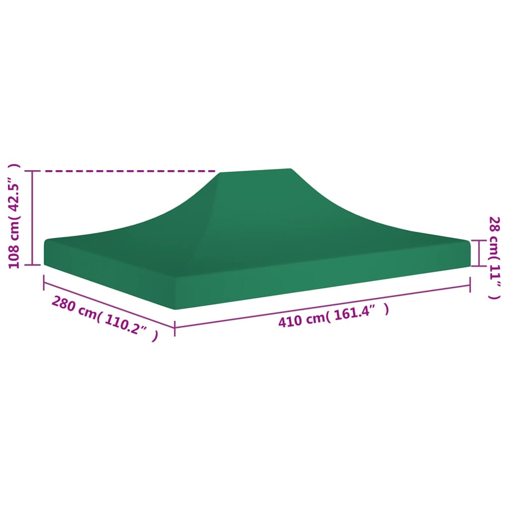 Tetto per Tendone per Feste 4x3 m Verde 270 g/m² 315354