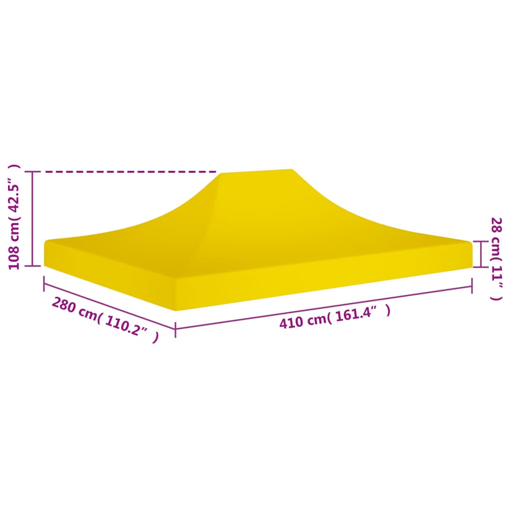 Tetto per Tendone per Feste 4x3 m Giallo 270 g/m² cod mxl 57560