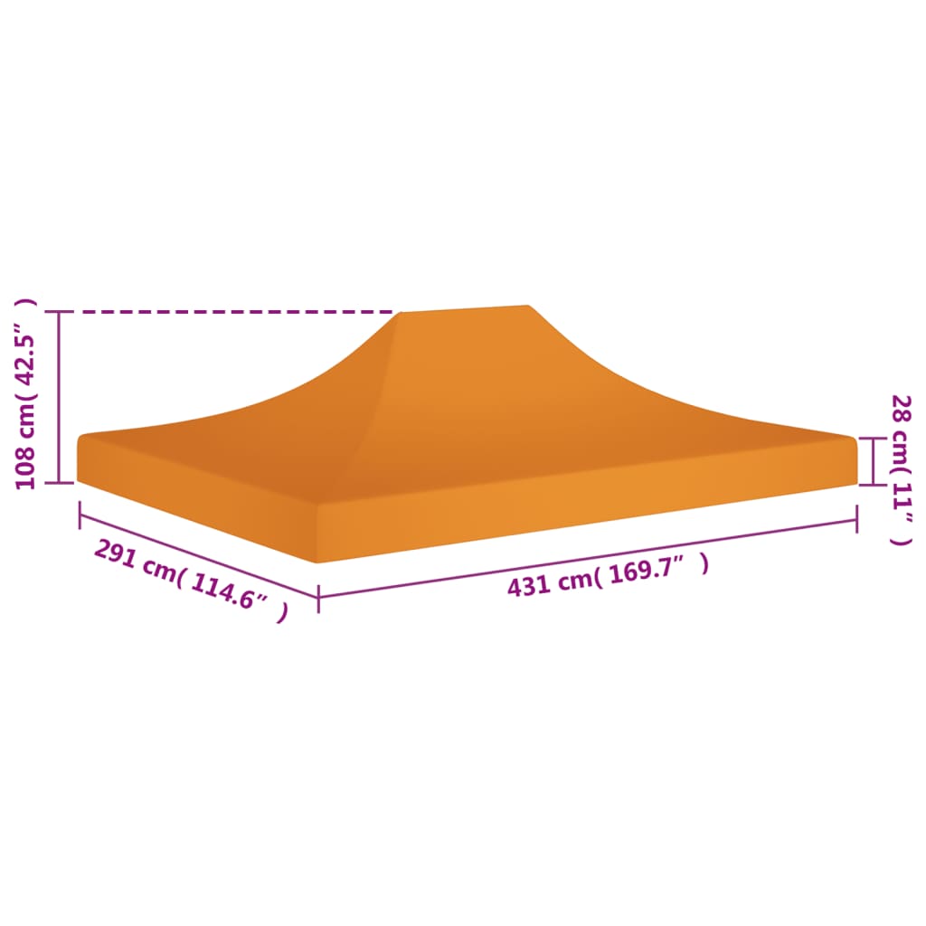 Tetto per Tendone per Feste 4,5x3 m Arancione 270 g/m² 315368