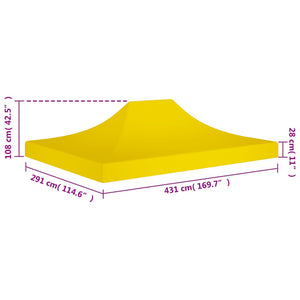 Tetto per Tendone per Feste 4,5x3 m Giallo 270 g/m² 315374